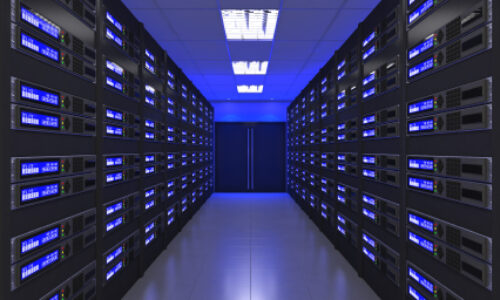 3d Modern interior of server room